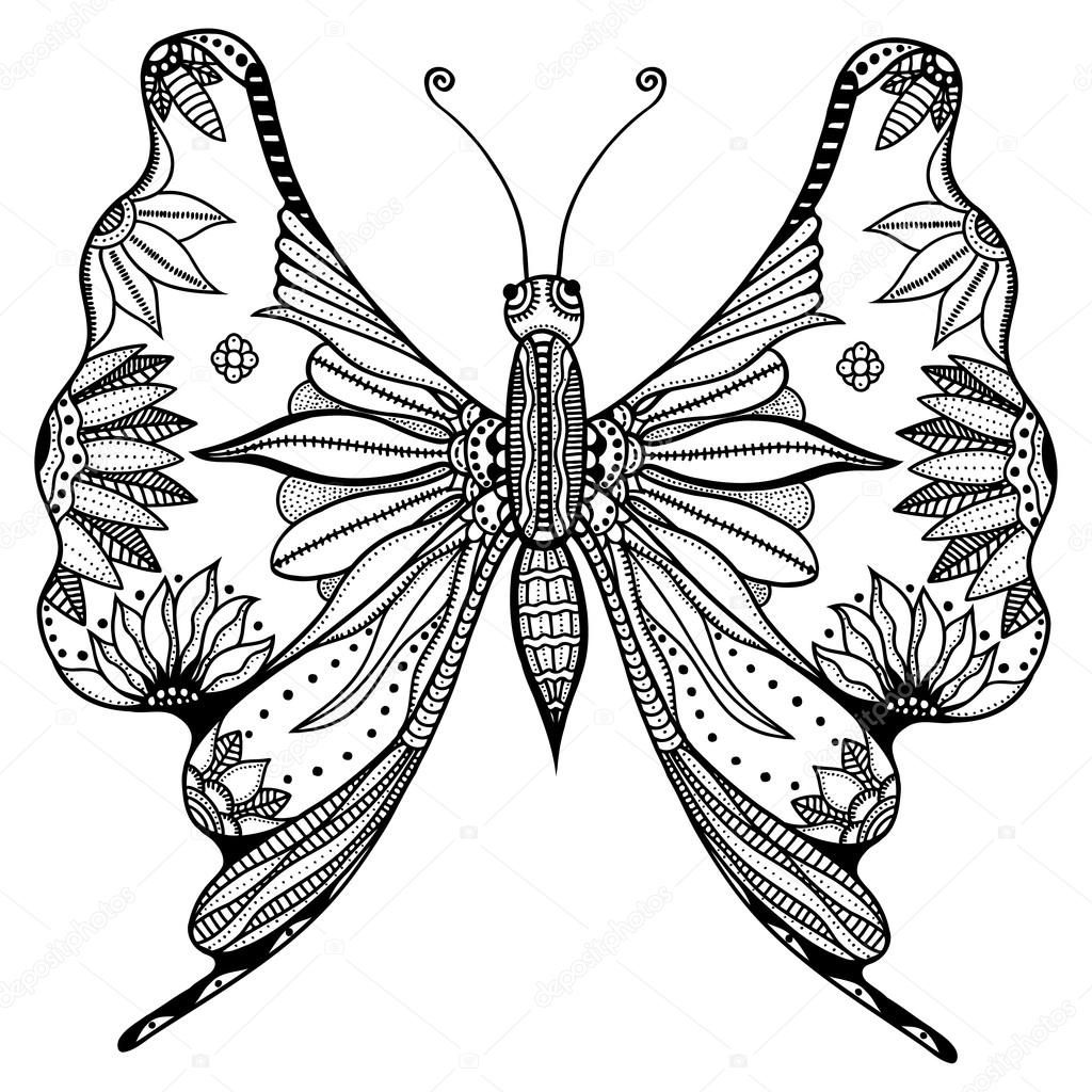 Zentangle stylized butterfly