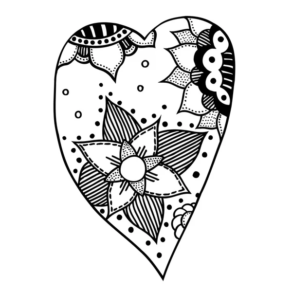 Coeur dans le style zentangle — Image vectorielle