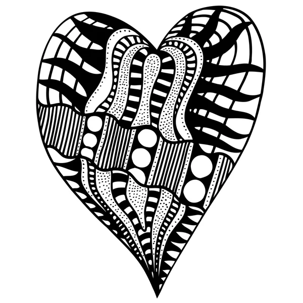 Corazón en estilo zentangle — Vector de stock