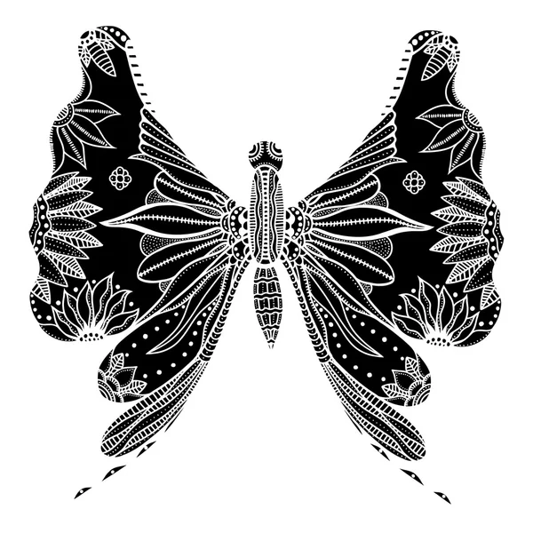 Zentangle mariposa estilizada — Vector de stock