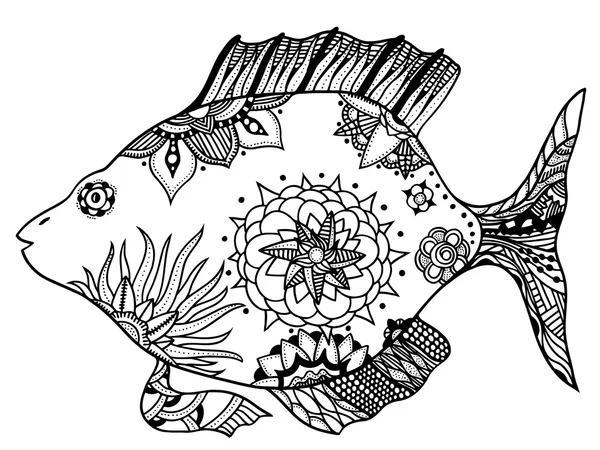 Poisson aux éléments floraux — Image vectorielle