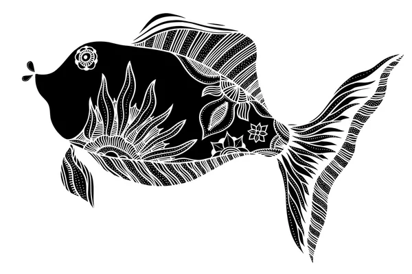 鱼与花卉元素 — 图库矢量图片