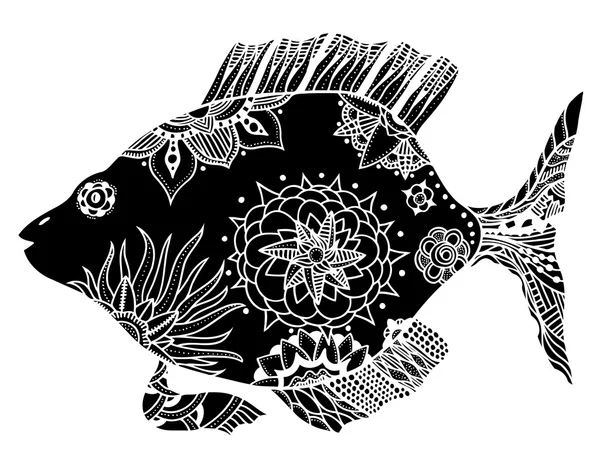 鱼与花卉元素 — 图库矢量图片