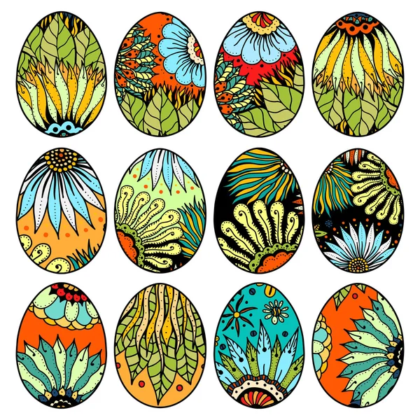 Œufs de Pâques dessinés à la main — Image vectorielle