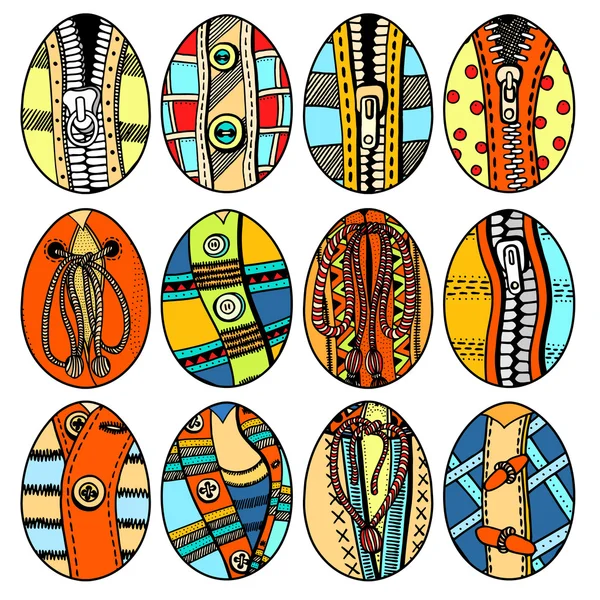 Set of Hand drawn easter eggs — Stock Vector