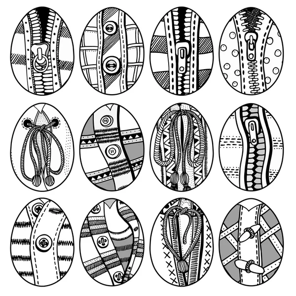 Conjunto de huevos de Pascua extraídos a mano — Archivo Imágenes Vectoriales