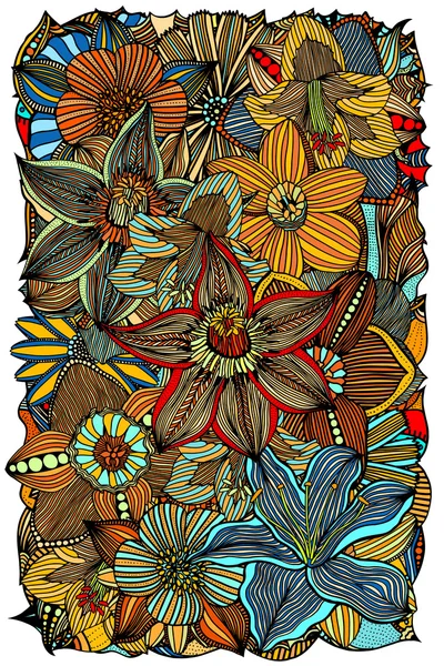 涂鸦的花和叶子 — 图库矢量图片
