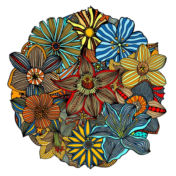 色の花柄のパターン — ストックベクタ