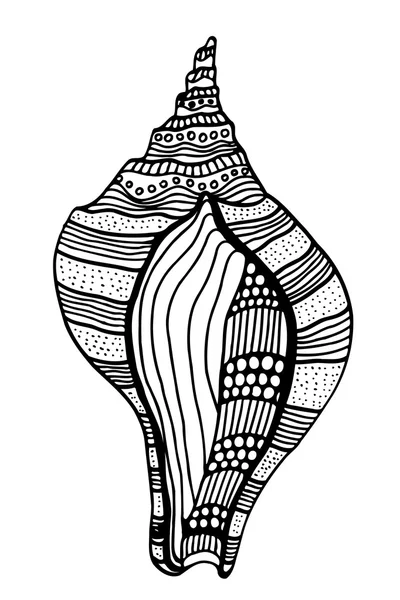 Shell bergaya Zentangle . - Stok Vektor