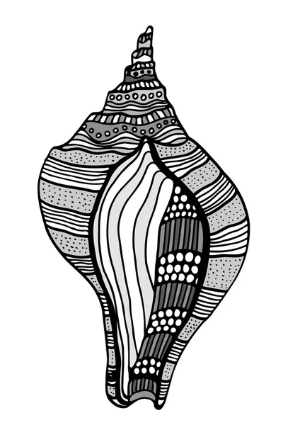 Shell bergaya Zentangle . - Stok Vektor