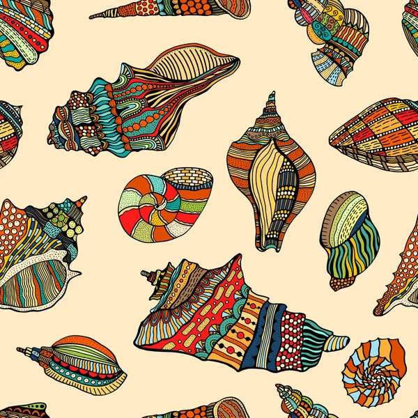 Sea cockleshell seamless pattern Royalty Free Stock Vectors