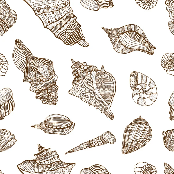 Seashell seamless pattern — Stock Vector