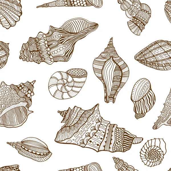 Seashell varrat nélküli minta — Stock Vector