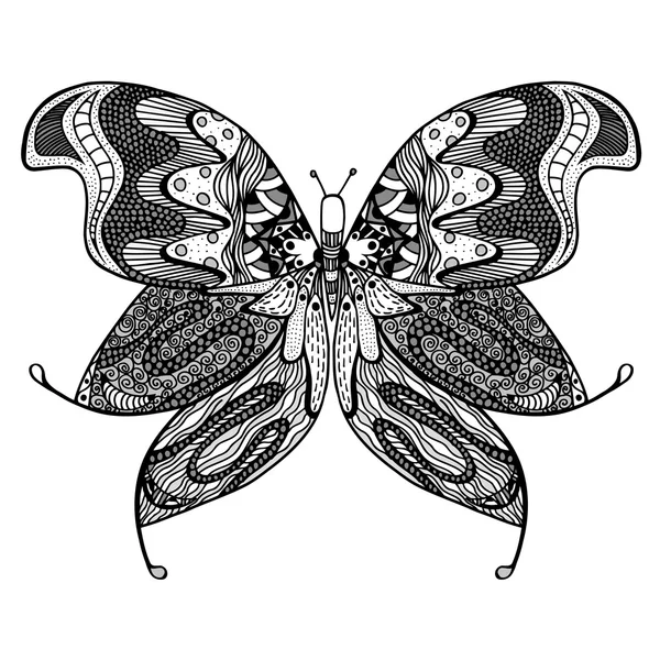 Zentangle stilisierter Schmetterling. — Stockvektor