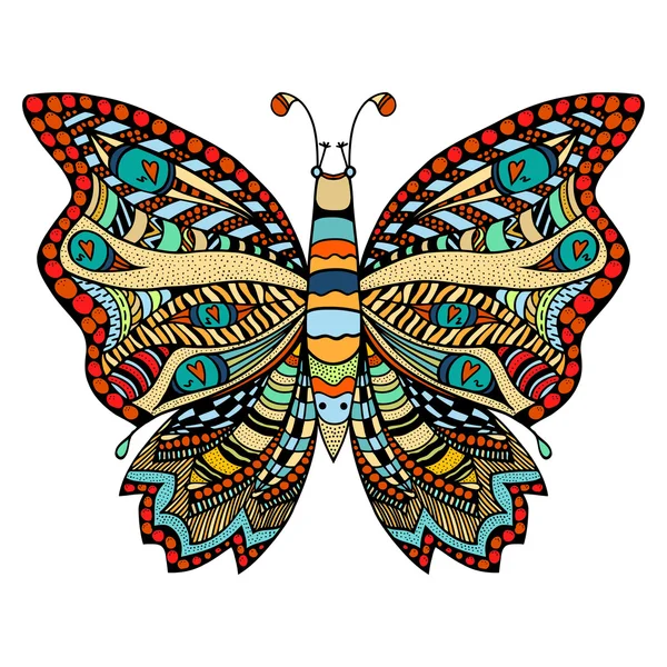 Von Hand gezeichneter schöner Schmetterling. — Stockvektor
