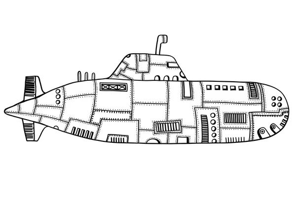 Doodle Sketch Submarino — Vetor de Stock