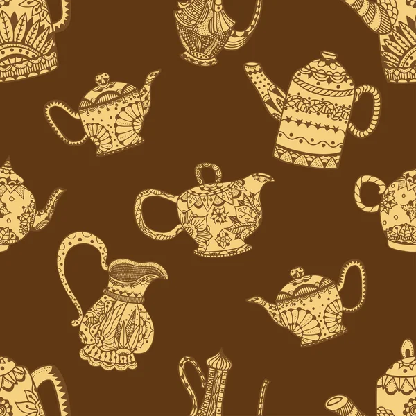 Seamless pattern of Teapots — Stock Vector