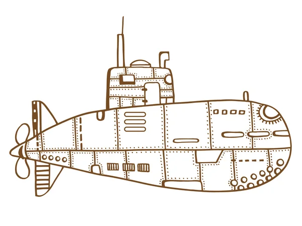 Doodle ескіз підводного човна — стоковий вектор