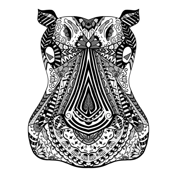 Hippo zentangle stylisé — Image vectorielle