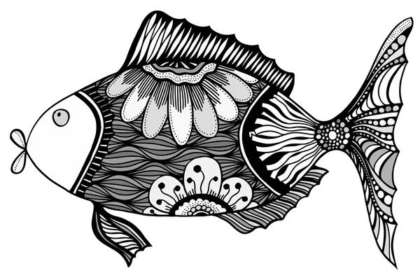Ψάρια με floral στοιχεία — Διανυσματικό Αρχείο