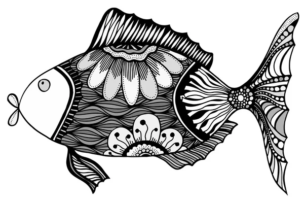 Poisson aux éléments floraux — Image vectorielle