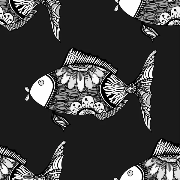 Nahtloser Hintergrund abstrakter Fische — Stockvektor