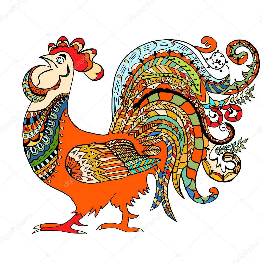 Zentangle stilizzato gallo — Vettoriali Stock © fres ovie Uccello di coltivatore domestico di Gallo per disegni da colorare illustrazione di zentangle o tatuaggi con dettagli elevati Gallo di vettore fantasia