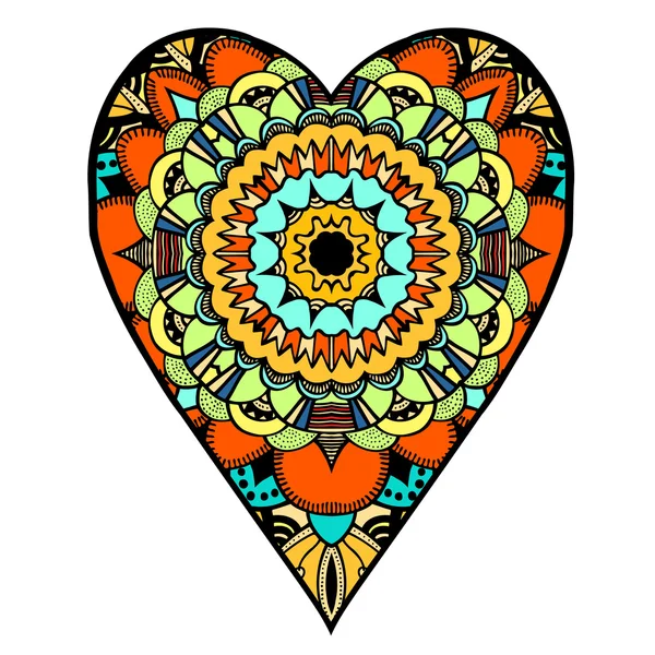 Coeurs dans le style zentangle — Image vectorielle