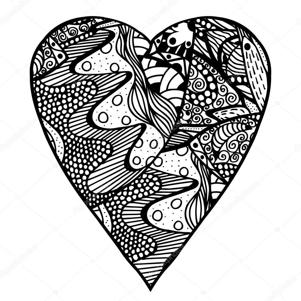 Reticolo a forma di cuore — Vettoriali Stock © fres ovie Cuore a forma di reticolo per adulti e piccini libro da colorare sfondo bianco e nero zentangle per San Valentino auguri paisley mano realizzata in stampa