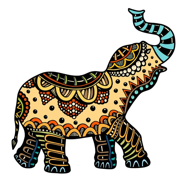 Elefante indio decorado — Vector de stock