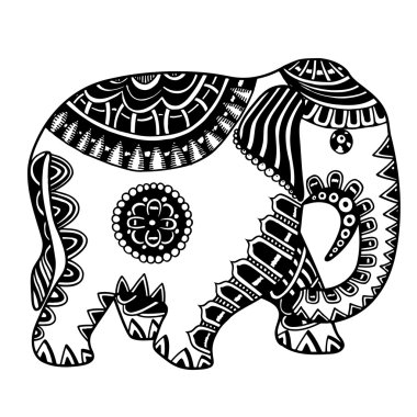 Elle çizilmiş Hintli fil. 