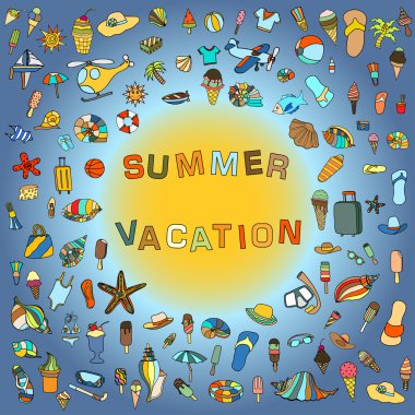 elle çizilmiş Doodle çizgi film seti