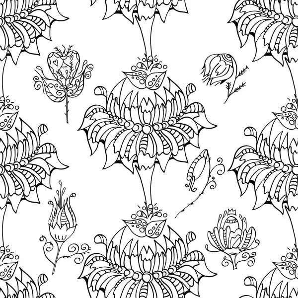 Modèle floral monochrome . — Image vectorielle