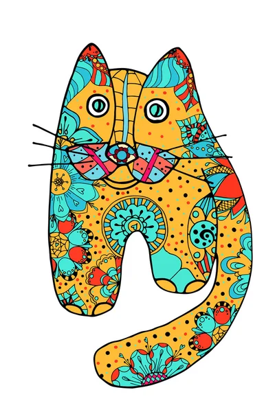 Söt doodle cat. — Stock vektor