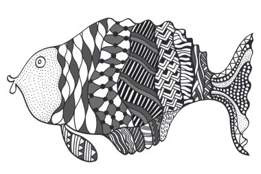 Doodle balık illüstrasyon.