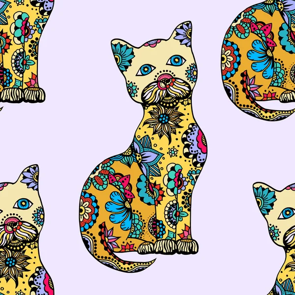 Schattig doodle katten. — Stockvector