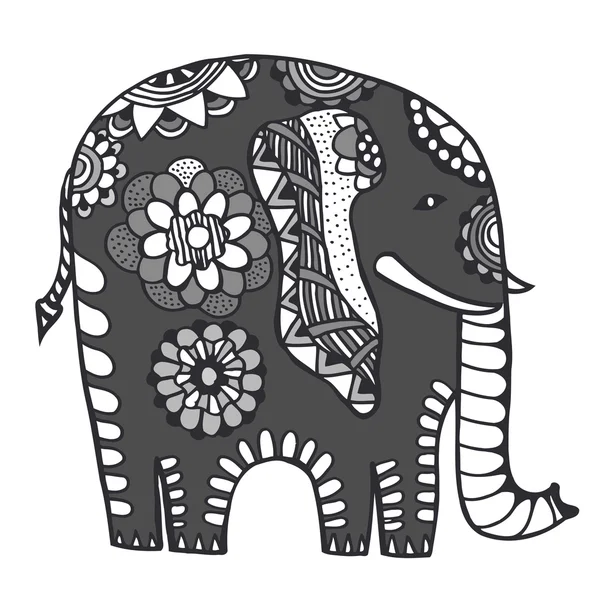 Handritad indisk elefant. — Stock vektor