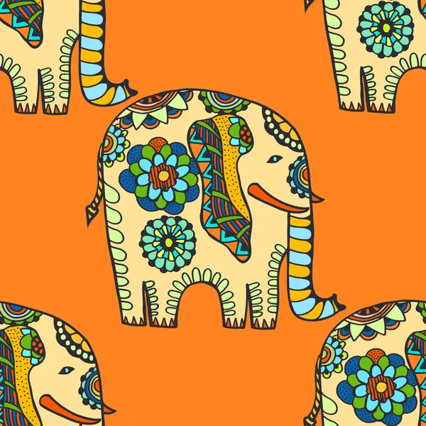 Elefante étnico desenhado à mão —  Vetores de Stock