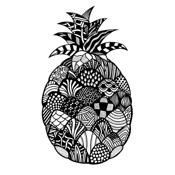 Ananas elle çizilmiş — Stok Vektör
