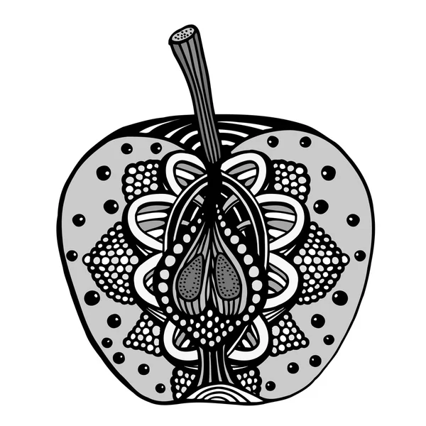 Apple zentangle pattern — Stock Vector