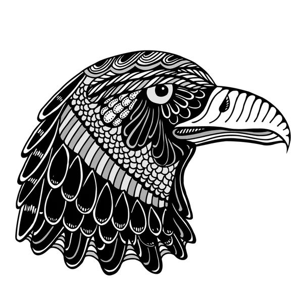 Main Tête d'aigle dessinée . — Image vectorielle