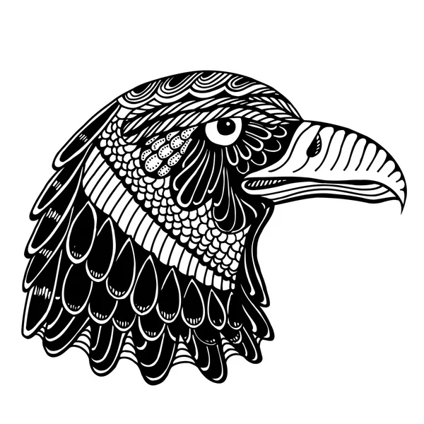Cabeza de águila dibujada a mano . — Vector de stock