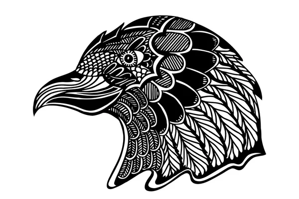Cabeza de águila dibujada a mano . — Vector de stock