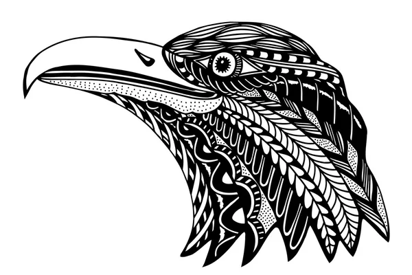 Cabeza de águila dibujada a mano . — Vector de stock