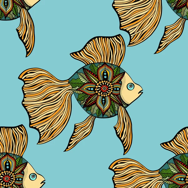 Vector seamless pattern with fishes — Stock Vector