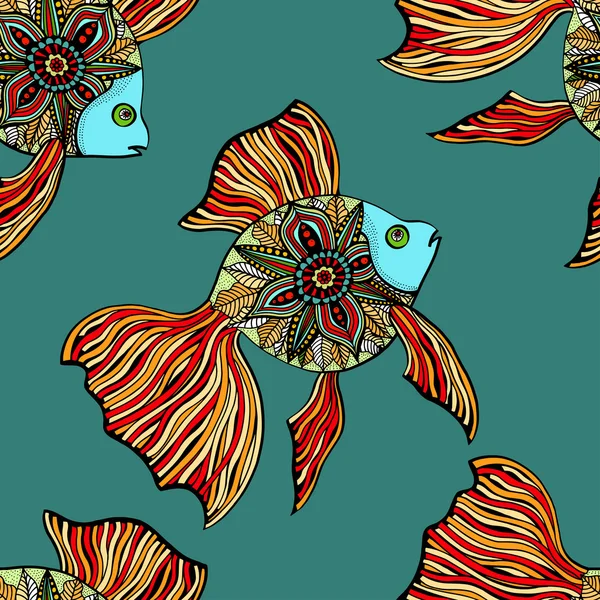 Vector seamless pattern with fishes — Stock Vector