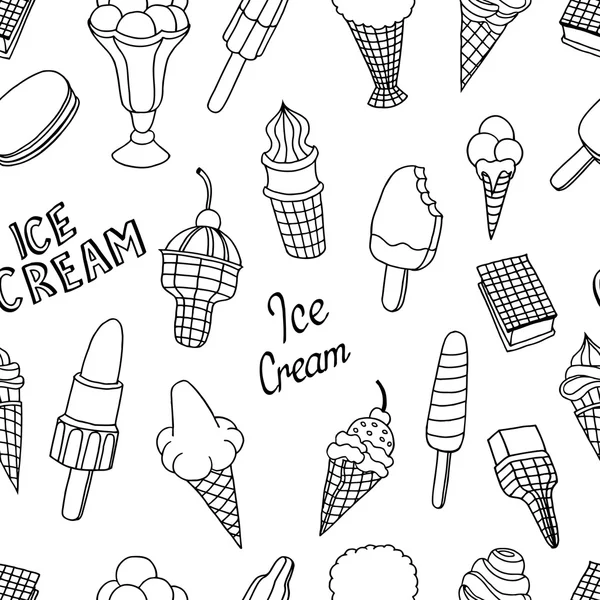 Hand drawn ice cream pattern — Stock Vector