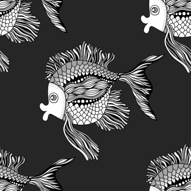 Dekoratif elle çizilmiş balık resimler