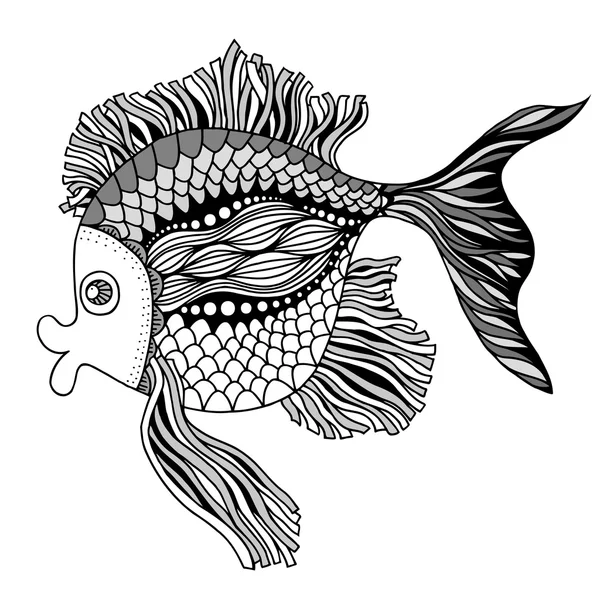 Doodle anahat balık — Stok Vektör