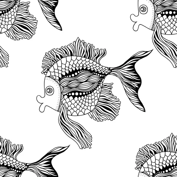 Decoratieve hand getrokken vis illustraties — Stockvector